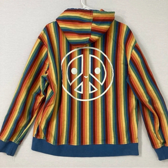 GUESS Originals x FriendsWithYou Striped Rainbow Hoodie size Small - Picture 11 of 12